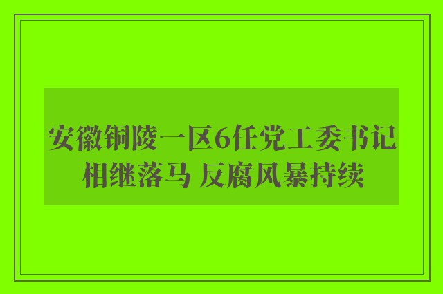 安徽铜陵一区6任党工委书记相继落马 反腐风暴持续